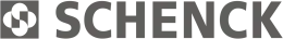 Schenk Logo: graue Bildmarke und schenk Schriftzug. 